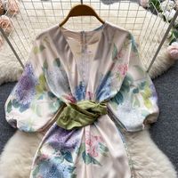 Women's Floral Dress Elegant Vacation Fashion Deep V Printing Half Sleeve Printing Maxi Long Dress Holiday Daily main image 3