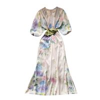 Women's Floral Dress Elegant Vacation Fashion Deep V Printing Half Sleeve Printing Maxi Long Dress Holiday Daily main image 4