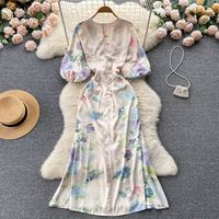 Women's Floral Dress Elegant Vacation Fashion Deep V Printing Half Sleeve Printing Maxi Long Dress Holiday Daily main image 6