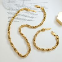 Simple Style Twist Titanium Steel Gold Plated Bracelets Necklace main image 5