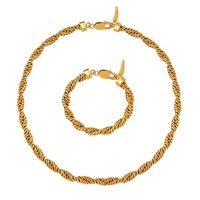 Simple Style Twist Titanium Steel Gold Plated Bracelets Necklace main image 3