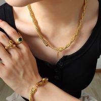 Simple Style Twist Titanium Steel Gold Plated Bracelets Necklace main image 4