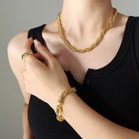 Einfacher Stil Twist Titan Stahl Vergoldet Armbänder Halskette main image 2