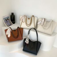 Bag Women's New Fashion Trendy Pu Handbag Casual Large Capacity Silk Scarf Tote Bag Shoulder Bag main image 3