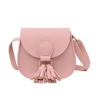 Women's Small Pu Leather Solid Color Fashion Tassel Square Magnetic Buckle Crossbody Bag sku image 3