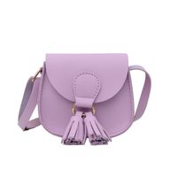 Women's Small Pu Leather Solid Color Fashion Tassel Square Magnetic Buckle Crossbody Bag sku image 4