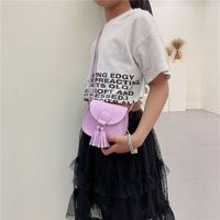 Kid's Small Pu Leather Solid Color Cute Tassel Square Flip Cover Crossbody Bag main image 3