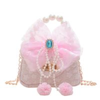 Girl's Small Polyester Bow Knot Cute Square Magnetic Buckle Crossbody Bag sku image 5