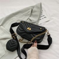 Women's Small Pu Leather Stripe Business Square Lock Clasp Crossbody Bag sku image 3