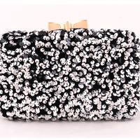 Red Green Black Denim Solid Color Sequins Square Evening Bags main image 5