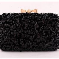 Red Green Black Denim Solid Color Sequins Square Evening Bags main image 2