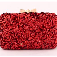 Red Green Black Denim Solid Color Sequins Square Evening Bags sku image 5