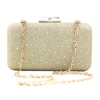 Gold Silver Flash Fabric Solid Color Sequins Square Clutch Evening Bag main image 3