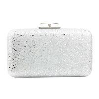 Gold Silver Flash Fabric Solid Color Sequins Square Clutch Evening Bag sku image 2