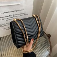 Women's Medium Pu Leather Stripe Solid Color Fashion Square Magnetic Buckle Shoulder Bag main image 6