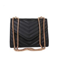 Women's Medium Pu Leather Stripe Solid Color Fashion Square Magnetic Buckle Shoulder Bag main image 4