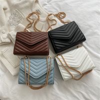 Women's Medium Pu Leather Stripe Solid Color Fashion Square Magnetic Buckle Shoulder Bag main image 2