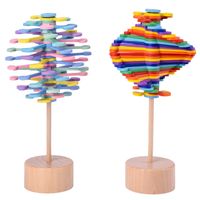 Wooden Color Rotating Lollipop Young Children Early Education Cognitive Creative Toys main image 4