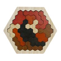 Wooden Hexagon Geometric Puzzle Children's Early Education Building Blocks Toy main image 5