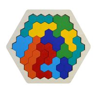 Wooden Hexagon Geometric Puzzle Children's Early Education Building Blocks Toy main image 4