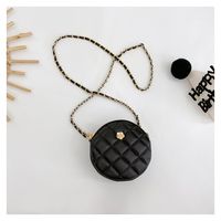 Girl's Pu Leather Solid Color Cute Round Zipper Crossbody Bag sku image 4