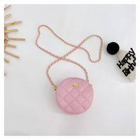 Girl's Pu Leather Solid Color Cute Round Zipper Crossbody Bag sku image 3