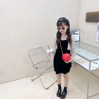 Girl's Pu Leather Solid Color Cute Round Zipper Crossbody Bag main image 3
