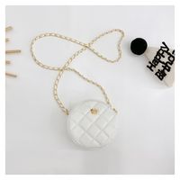 Girl's Pu Leather Solid Color Cute Round Zipper Crossbody Bag sku image 1