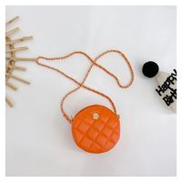 Girl's Pu Leather Solid Color Cute Round Zipper Crossbody Bag sku image 5