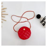 Girl's Pu Leather Solid Color Cute Round Zipper Crossbody Bag sku image 2