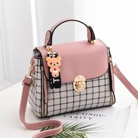 Women's Medium Pu Leather Plaid Cute Ornament Square Flip Cover Crossbody Bag sku image 12