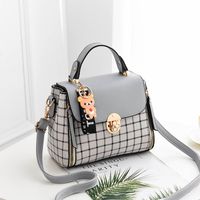 Women's Medium Pu Leather Plaid Cute Ornament Square Flip Cover Crossbody Bag sku image 10