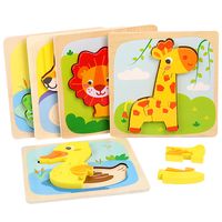 Children's Wooden 3d Cartoon Animal Three-dimensional Buckle Puzzle Toys main image 5