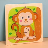 Children's Wooden 3d Cartoon Animal Three-dimensional Buckle Puzzle Toys sku image 18