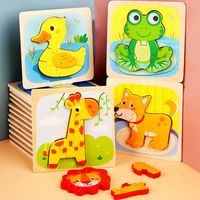 Children's Wooden 3d Cartoon Animal Three-dimensional Buckle Puzzle Toys main image 3