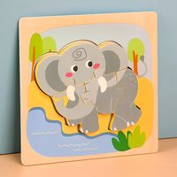 Children's Wooden 3d Cartoon Animal Three-dimensional Buckle Puzzle Toys sku image 17