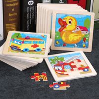 Wooden Children's Small 9-piece Cartoon Animal Puzzle Educational Toys main image 4