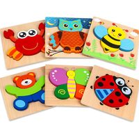 Wooden Cartoon Three-dimensional Puzzle Children Educational Toys main image 3