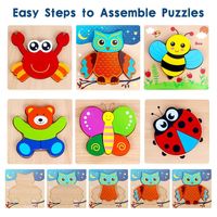 Wooden Cartoon Three-dimensional Puzzle Children Educational Toys main image 2