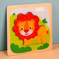 Children's Wooden 3d Cartoon Animal Three-dimensional Buckle Puzzle Toys sku image 2