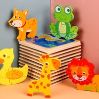 Children's Wooden 3d Cartoon Animal Three-dimensional Buckle Puzzle Toys main image 2
