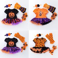 Halloween Cute Pumpkin Cotton Girls Clothing Sets main image 4