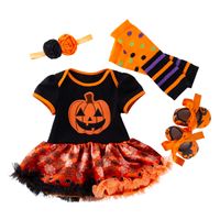 Halloween Cute Pumpkin Cotton Girls Clothing Sets main image 2