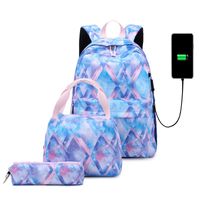 Fashion Color Block Square Zipper Functional Backpack main image 4