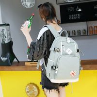 Fashion Solid Color Square Zipper Functional Backpack main image 5