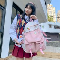 Fashion Solid Color Square Zipper Functional Backpack main image 4