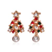 Fashion Christmas Tree Bell Snowflake Alloy Rhinestones Ear Studs sku image 36