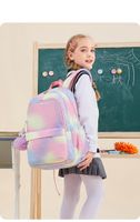 Fashion Gradient Color Square Zipper Functional Backpack main image 2