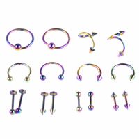 Fashion Geometric Metal Plating Eyebrow Nails Belly Ring Nose Ring 1 Set sku image 3