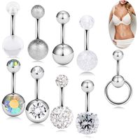 Basic Geometric Stainless Steel Diamond Belly Ring 1 Set main image 6